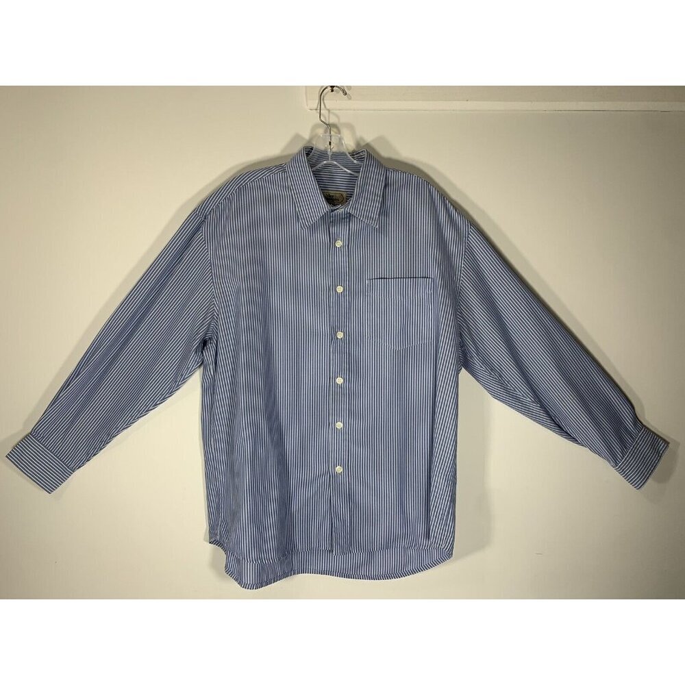 NEW - Tilley Endurables Blue and White Pinstripe Shirt Mens Large Camp Safari L